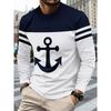 Men's Casual Anchor Printed Long Sleeved T-shirt