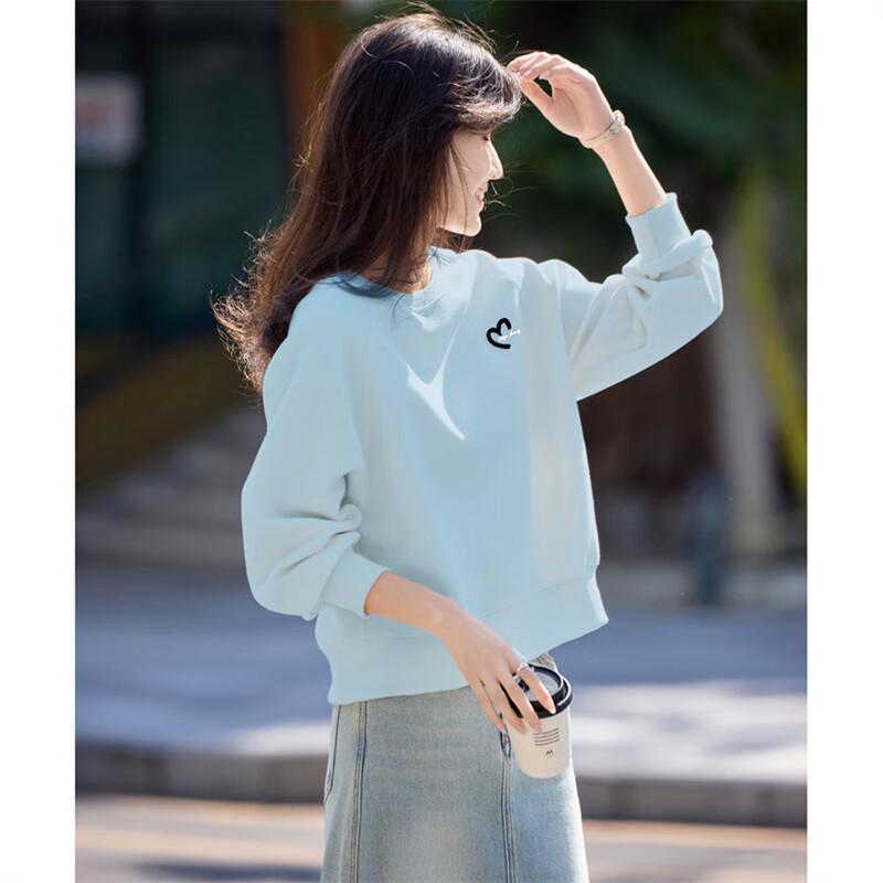 Women's Loose Heart Embroidery Long Sleeve Sweatshirt
