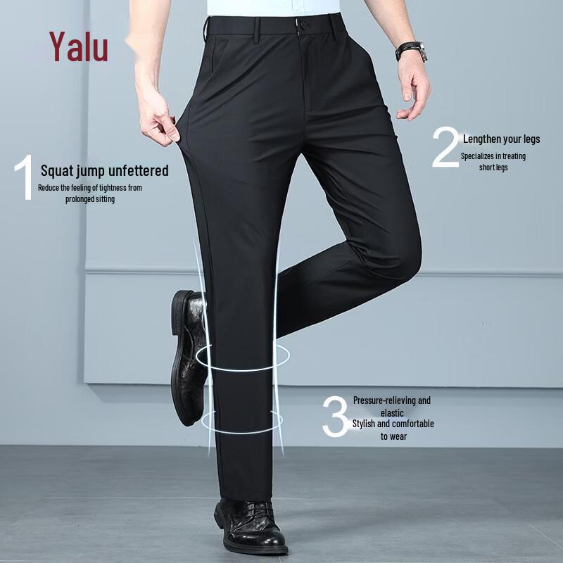 Yalu Men s Relaxed Fit Casual Straight Trousers 35