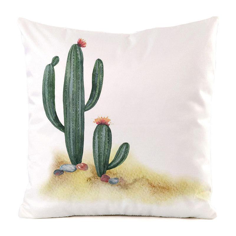 "Fresh and Gentle" Cactus Collection Digital printing short plush pillow covers for car sofa office cushion cover home goods