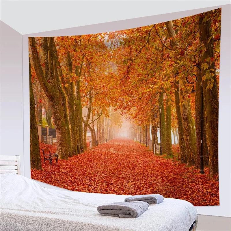 Forest Pathway in the Misty Mountain Tapestry Wall Hanging Art Nature Landscape Tapestries Home Decor for Living Room Bedroom