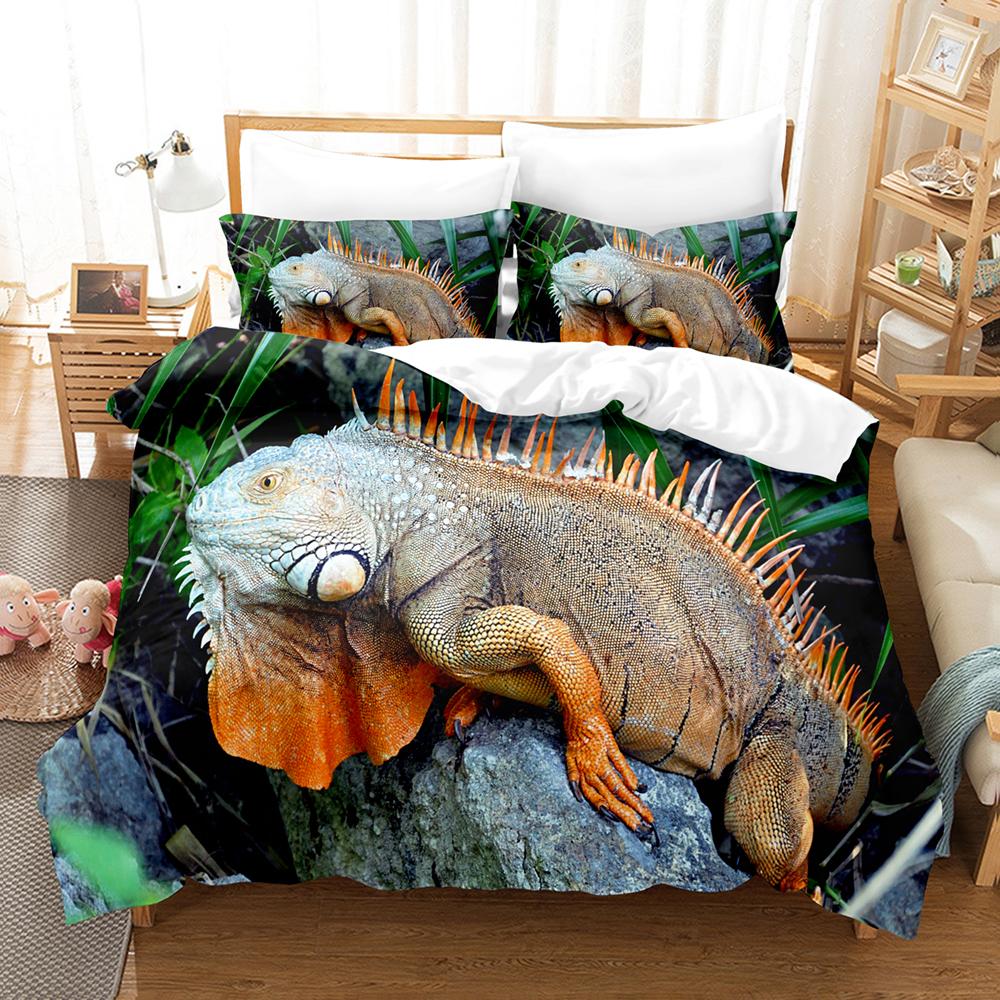 Chameleon And Lizard Bedding Set Duvet Cover Print Flamingo Comforter Double Bed Linen Home Textile 2 Bedrooms 260x240