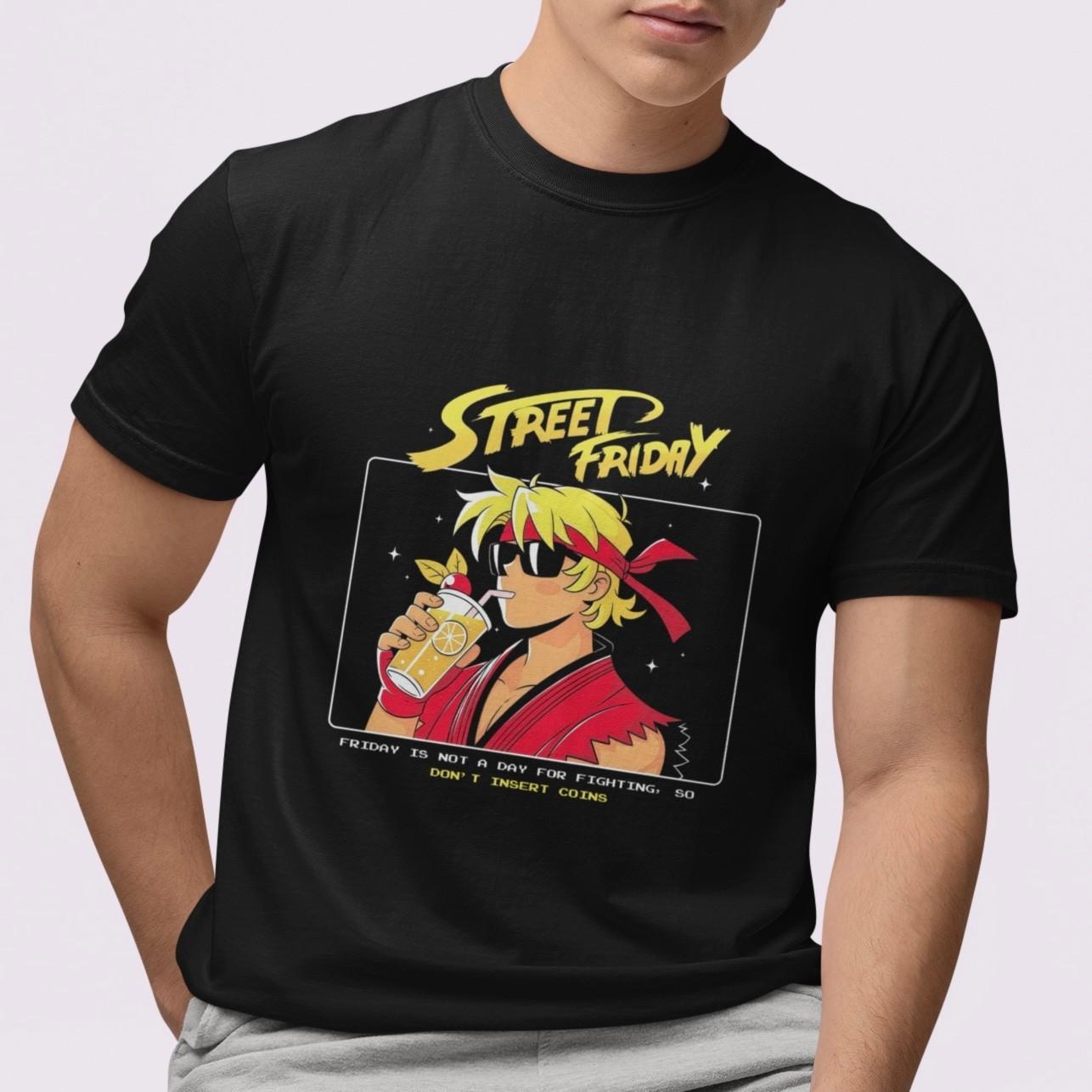 Street Friday T-Shirt Retro Anime Graphic Tee Cool Gamer Style Funny Unisex Top S