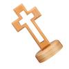 Wooden Cross Ornament Hollow Design Natural Color Standing Wood Cross for Home Church Decoration Religious Gift