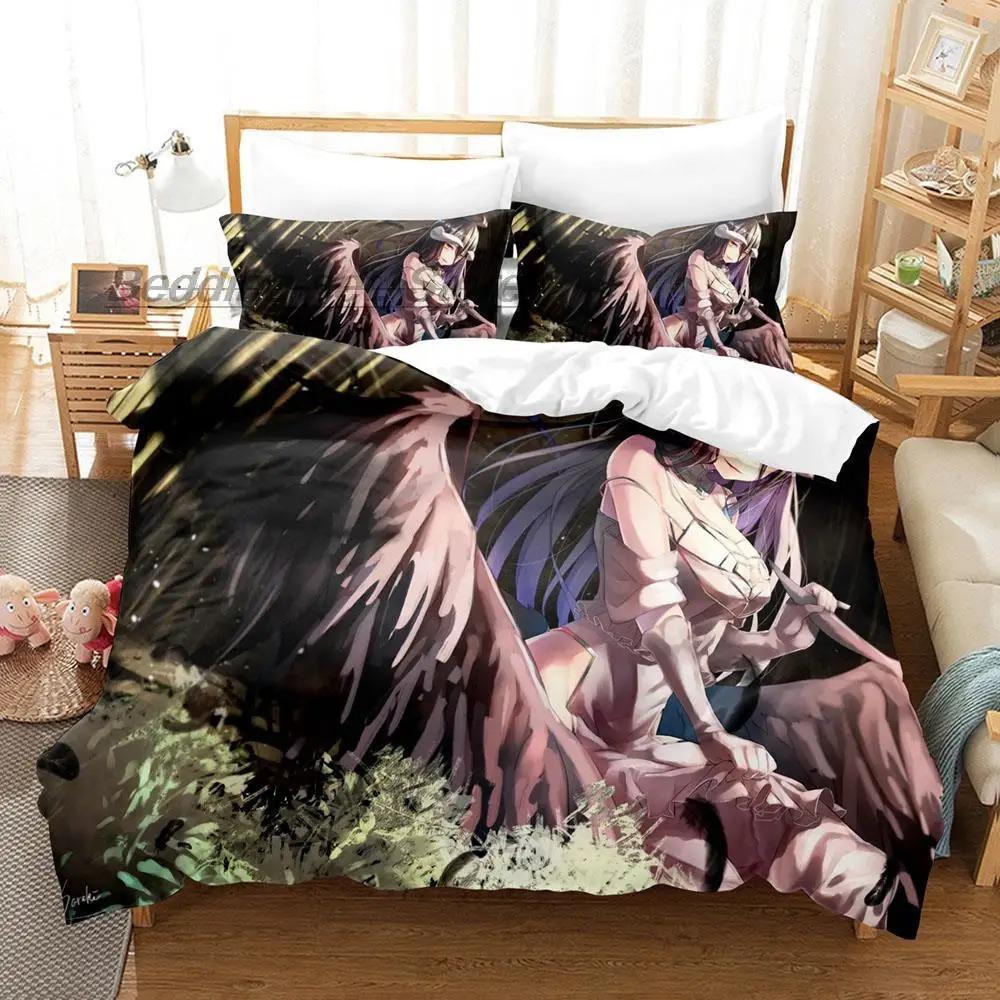 Overlord Bedding Collection Single Twin Full Queen King Size Bed Collection Aldult Kid Bedroom Duvetcover Collections 3D Print Skeleton Anime New