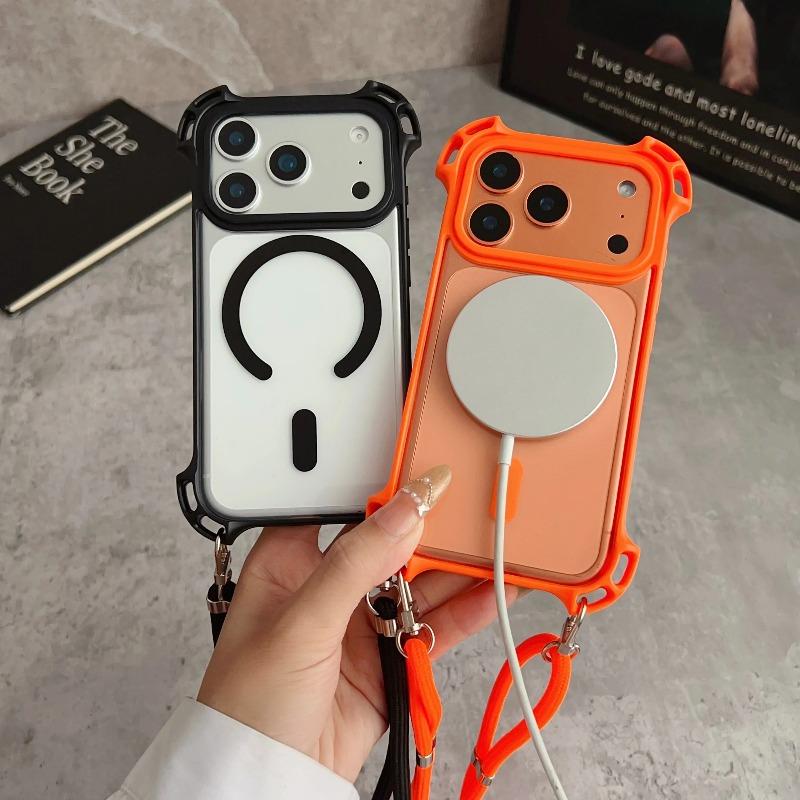Creative Drone Four Corner Anti Drop Magnetic Case For iPhone 17 16 15 14 13 12 Pro Max for Magsafe Transparent Crossbody Shell