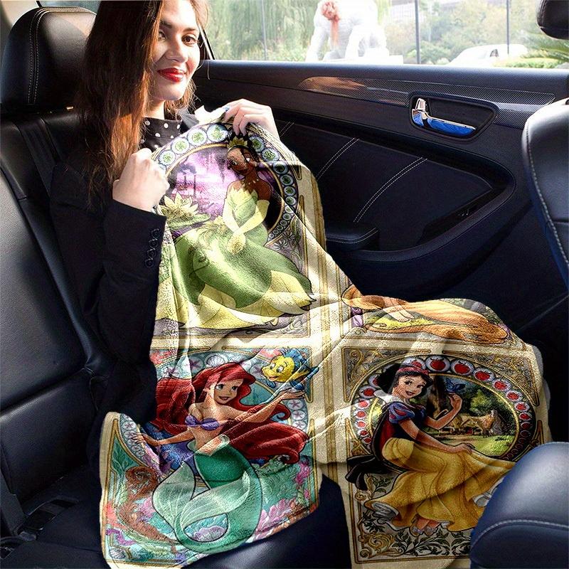 1pc Disney Princesses Glass Design Throw Blanket, Home Decor, Couch Cover, Outdoor Blanket, Gift for Her, Flannel Blanket, Suitable for Bedroom, Livin