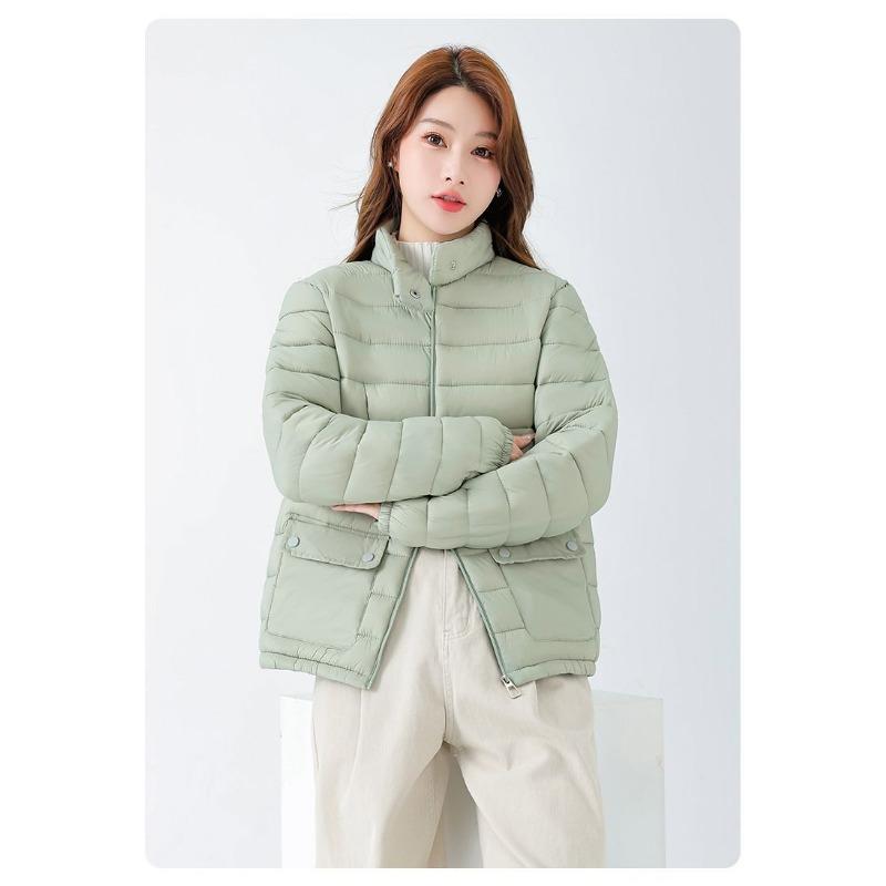 New Women's Lightweight Short Cotton Coat Autumn and Winter Stand-up Collar Casual and Warm Cotton Coat
