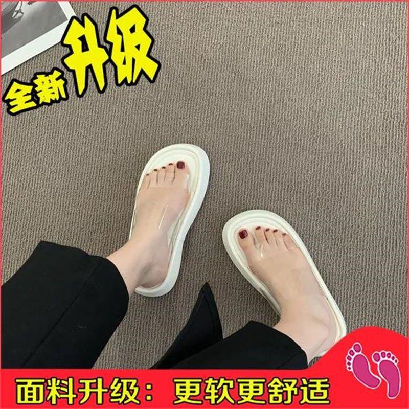 

Дизайнерские туфли на платформе с нишевой подошвой, прозрачные туфли с открытым носком, сандалии-тапочки, женская летняя одежда, весенняя и летняя женская обувь 40