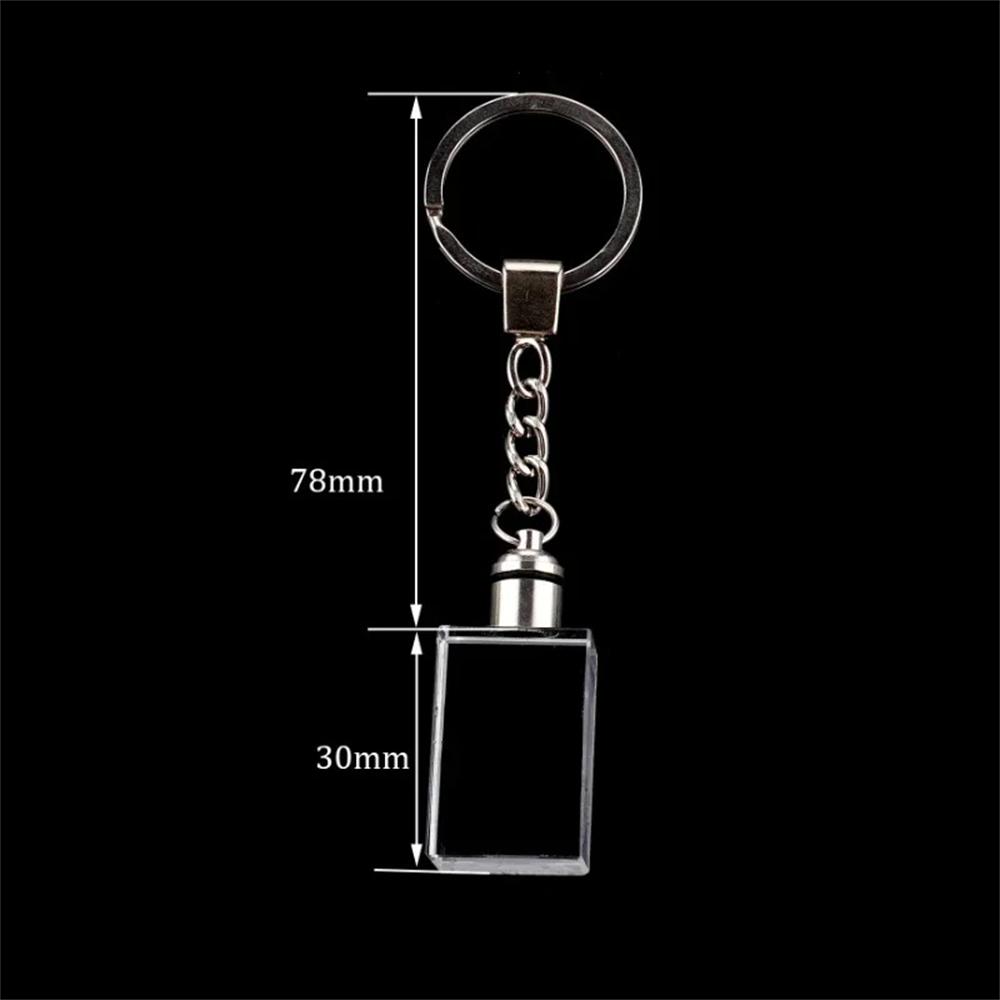 5PCS Crystal Keyring Pendant With LED Light Personalized Glass Commemorative Pendant Souvenir for Luminous Interior Accessories