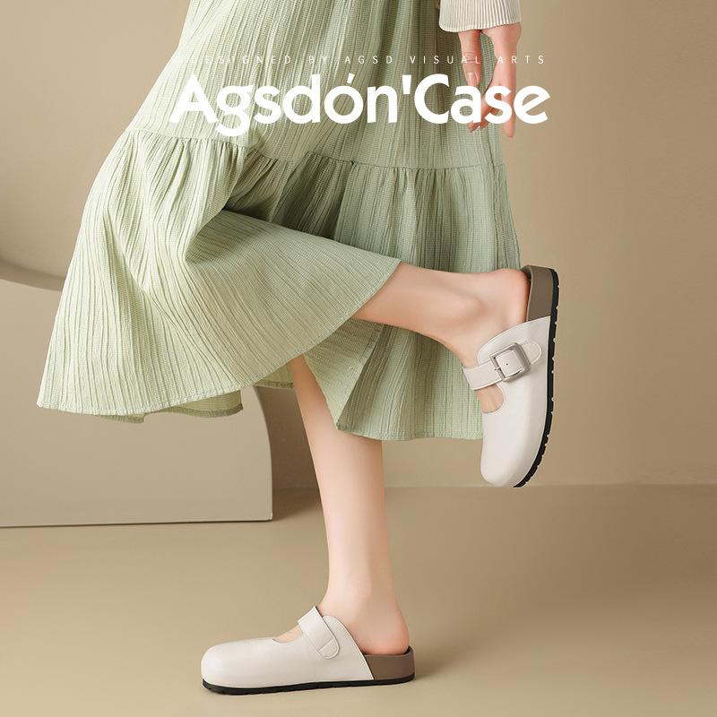 Augustine bag head half slippers women's 2025 new summer wear one-pedal flat-soled pregnant women Mary Jane single shoes