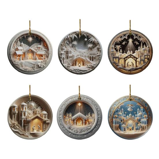 Acrylic Pendant Christmas Decoration with Lanyard Easy To Hang Nativity