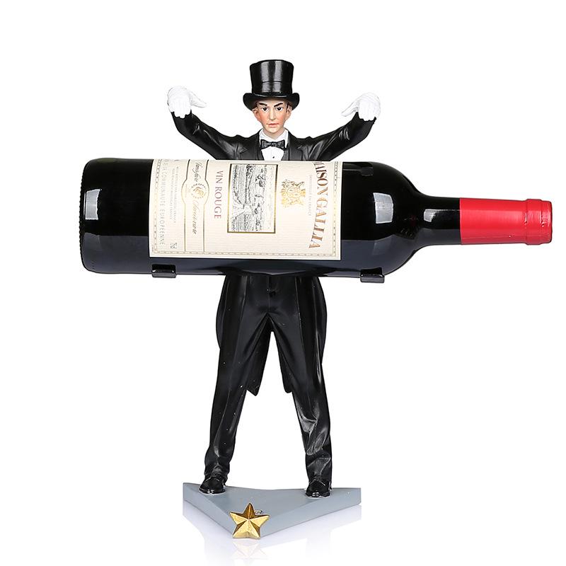 European Creative Magician Red Wine Rack Display Cabinet – Decorative Resin Ornaments Small