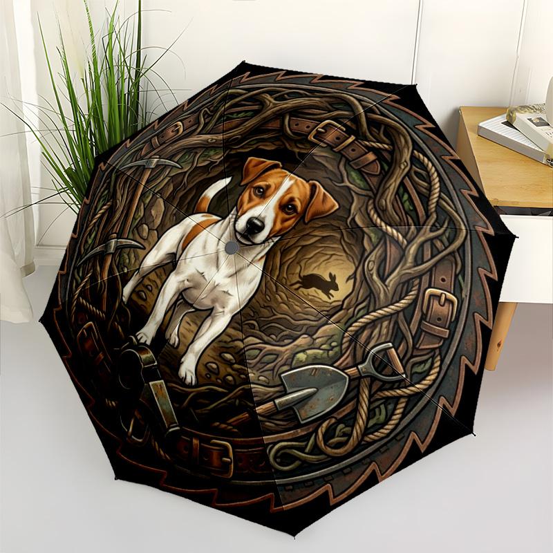 Dog Forest Emblem pattern umbrella, portable and foldable design, 8 ribs, a casual accessory for Halloween, Christmas, and birthday gifts.