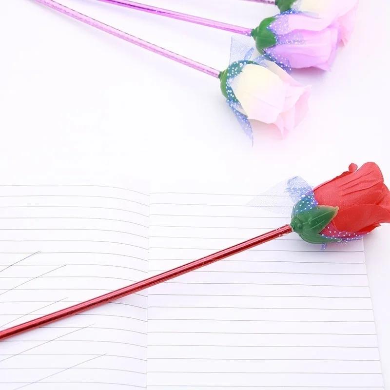 2Pcs New Artificial Rose Rose Ballpoint Pen, Valentine Gift Rose Ballpoint Pen