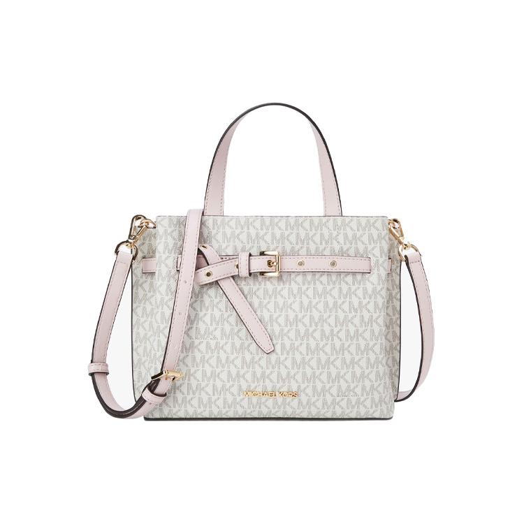 

New MICHAEL KORS MK Emilia Artificial Leather Shoulder Bag Crossbody Bag Handbags Small Size Women s Vanilla White & Pink 35H0GU5S1B-PWD-BLSH-MLT 26.9*9.9*19.1CM