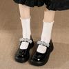 Chaussures rétro Lok Fu en cuir petit talon épais avec strass Chaussures Mary Jane pour femmes Augmenter Les Nouvelles Chaussures Huizhou.