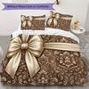 Gorgeous Ribbon Bow Pattern Bedding uilt Set uilt Cover Pillowcase Home Decoration Birthday Gift (1 * duvet cover + 2 * pillowcase without core)
