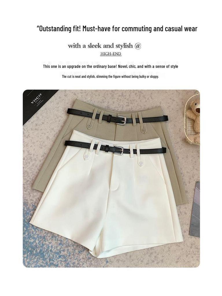 Women's High-Waisted A-Line Casual Suit Shorts - Slimming, Loose, Versatile, Summer Outerwear