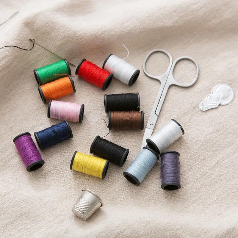 Portable Multi-Functional Household Sewing Kit - Needle and Thread Set with Scissors, Thimble & Needles for DIY Clothing Repair