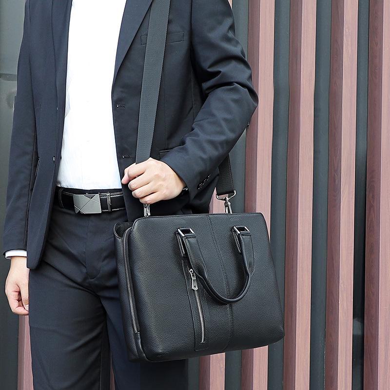 Jiameida Men's Genuine Leather Handbag - 14" Laptop Business Briefcase