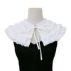 Women Renaissance Detachable False Collar Shawl Scarf French Style Elegant Tiered Ruffle Capelet Ribbon Tie Up Boleros