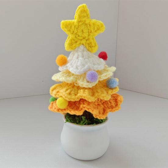 Christmas Yarn Ornament Bright Color Xmas Tree Star Shape Knitted Tree