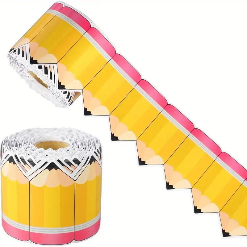 1PC Rolled Pencil Blackboard Stickers Decorative Room Border Sticker Handmade Craft Decorative Sticker Pencil Blackboard Sticker