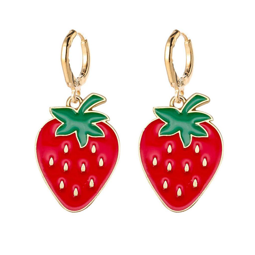 Summer Alloy Drip Earrings Fruit Earrings Lemon Avocado Strawberry Earrings Jewelry