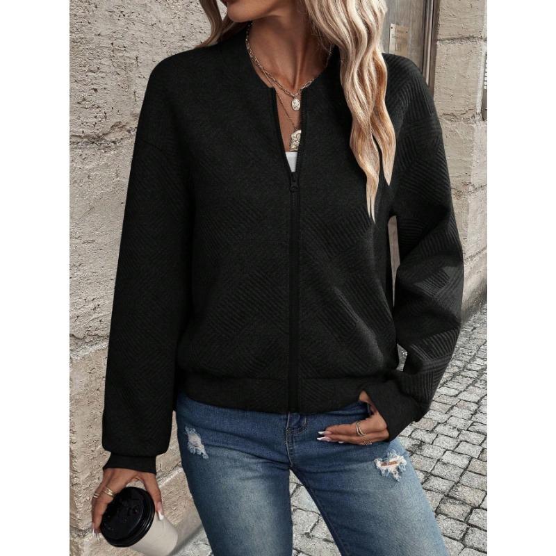 Damen S Einfarbig Reißverschluss Baseballkragen Jacke Lässiger Mantel