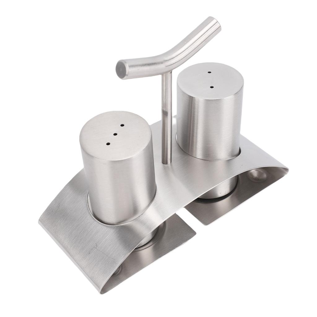 2PCS Kitchen Seasoning Jars 304 Stainless Steel Seasoning Container Condiment Bottle with Rack for