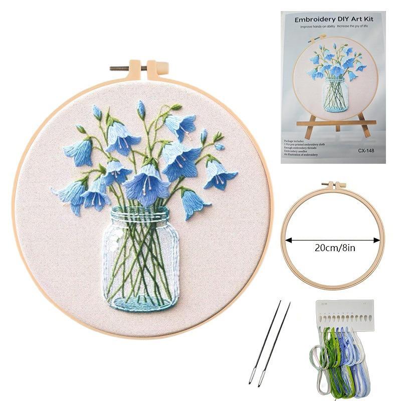 1set Fruit and Flower Embroidery Series DIY Embroidery Materials, Including Tools, Suitable for Beginners, Hand Embroidery Fabric Material Set