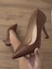 Foreign trade hot-selling European and American new brown pointed high-heeled single shoes