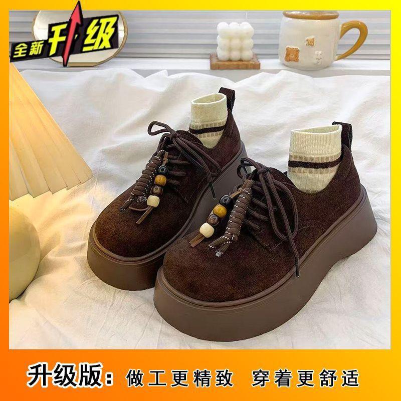 

Platform-soled Birkenstock single shoes for women s autumn and winter 2025 new retro versatile casual not tired foot lace-up loafers 40