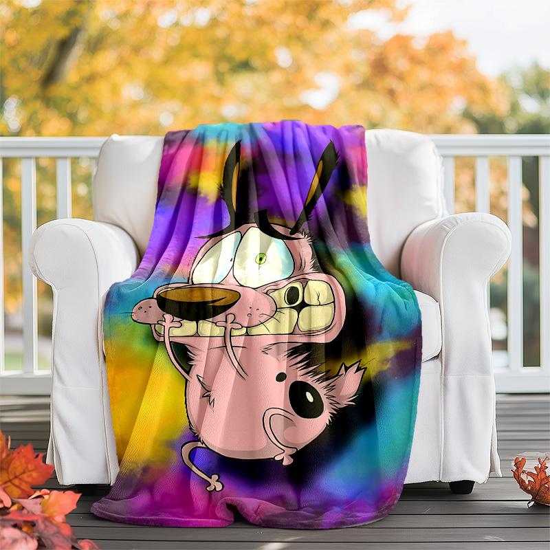 Courage the Cowardly Dog2 printed throw blanket—lightweight,soft,warm;versatile blanket for all seasons—perfect as &air-conditioning throw,nap blanket