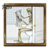 Removable PVC Wall Art Halloween Skeleton Art, Funny Bathroom Toilet Decal with Ghost Clown, Skull Decor for 2D Wooden Sign, Spooky Waterproof Sticker