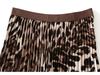 Spring 2026 Retro Leopard Print High Waist Pleated Midi Skirt for Women (D9908)