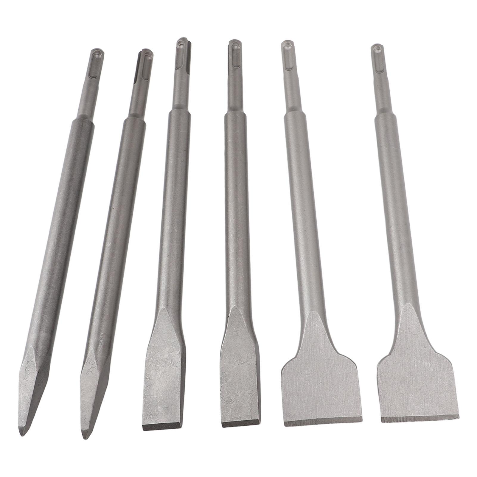 

Набор из 6 зубил для перфоратора, длина 250 мм, хвостовик круглый, пикообразное, плоское, для долбления
