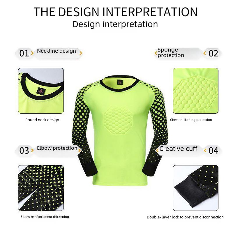Unisex Long-Sleeve Football Goalkeeper Jersey & Protective Training Suit