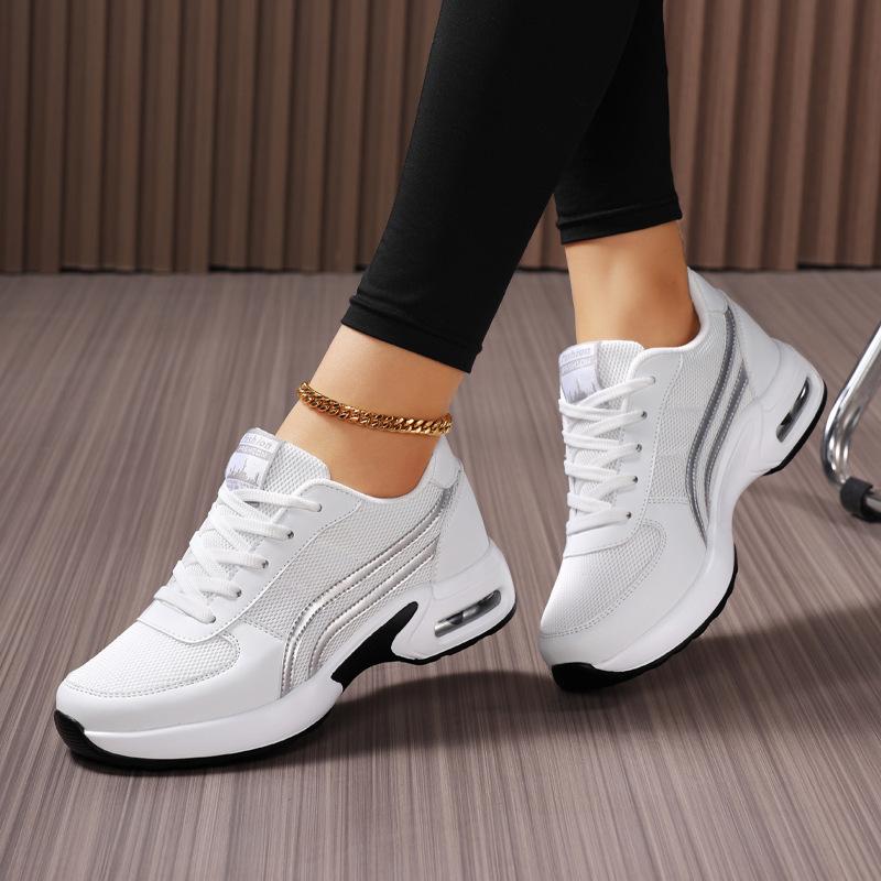 Shoe factory's new soft-soled mesh heightened air cushion thick-soled casual sports shoes women's muffin shoes
