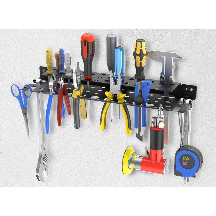 Wall Mount Tool Storage Rack, Screwdriver and Pliers Holder, Hand Tools Organizer, 17 inches, Black