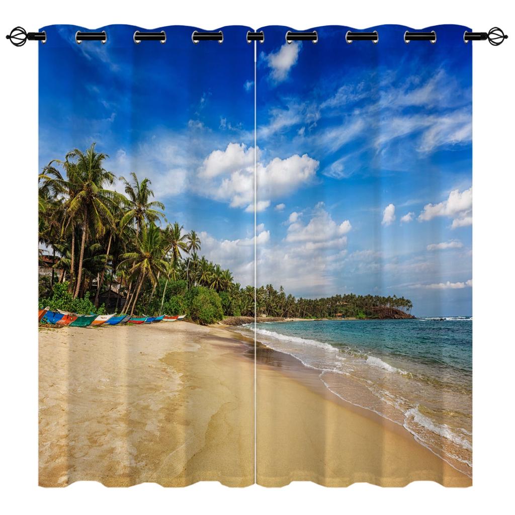 Beach Seaview Series 8 Digital Printing High Density Blackout Curtains