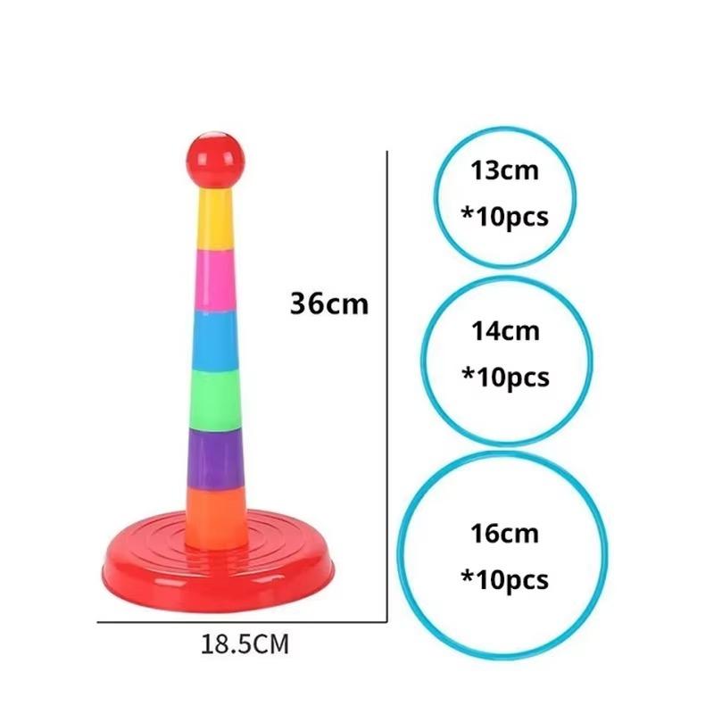 

2 башни 30 кругов Игрушки для метания обручей Соревнования для отдыха в помещении и на открытом воздухе Игры для детского сада Детские игрушки 18X18X7CM розовый