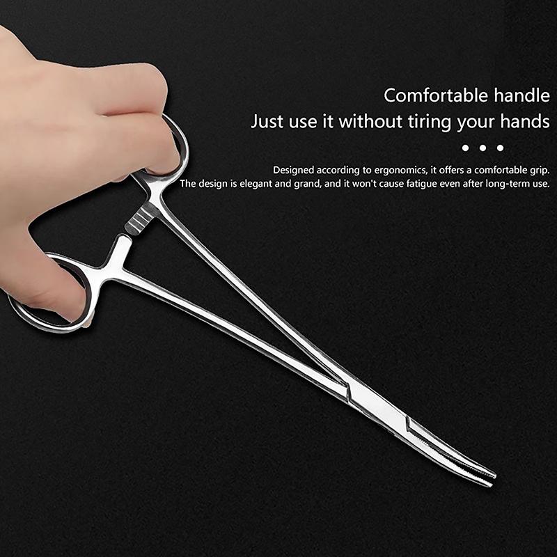 12.5/14/16/18 Cm Bent-Nose/Straight Curved Stainless Steel Locking Elbow Scissors Pliers Hemostatic Forceps Clamp Pliers