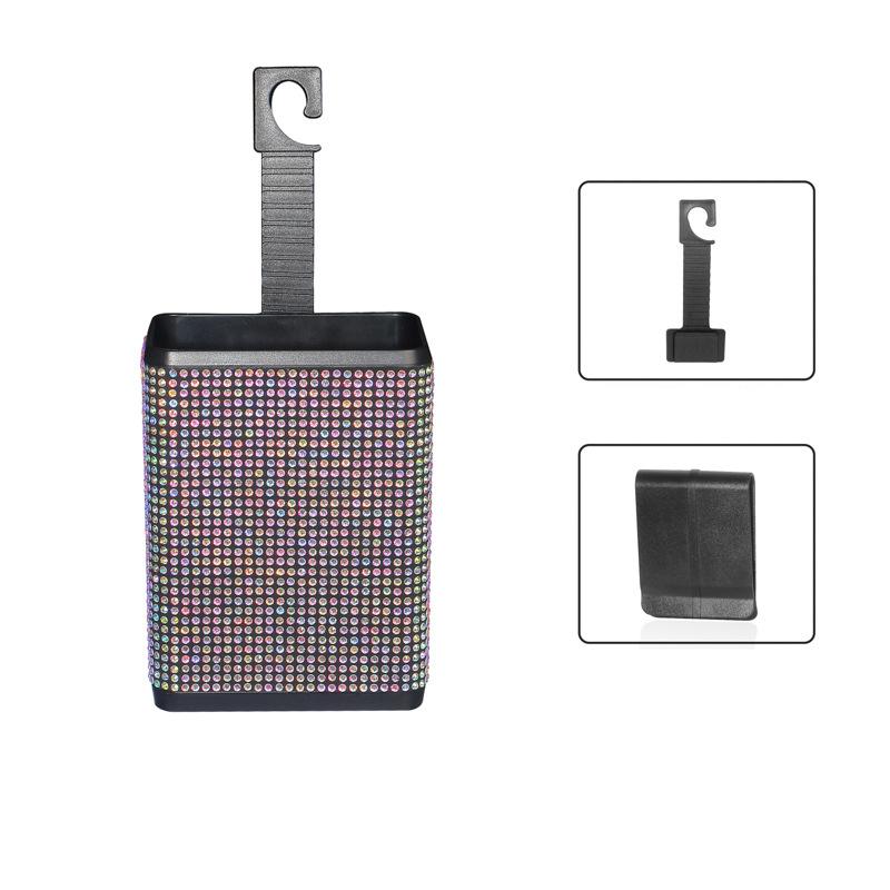 Strass Auto Mülleimer Aufbewahrungsbehälter Kunststoff Farbiger Diamant Rücken Aufbewahrungsbox Müllgreifer Bling Auto Hängezubehör