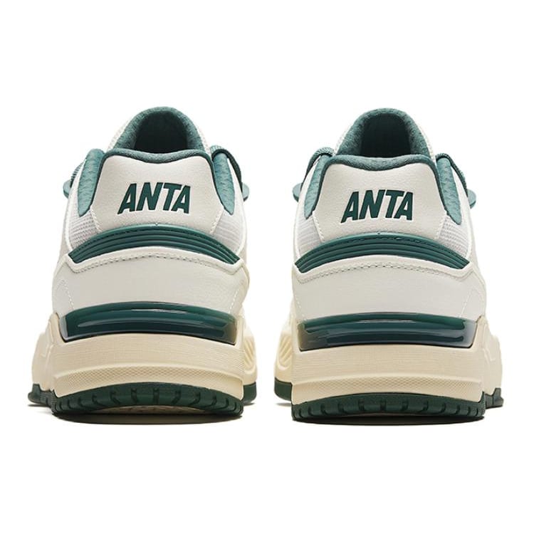Anta Slip Resistant Cushioning Abrasion Resistant Low top Skateboard Shoes Men's White Green 912428002-3