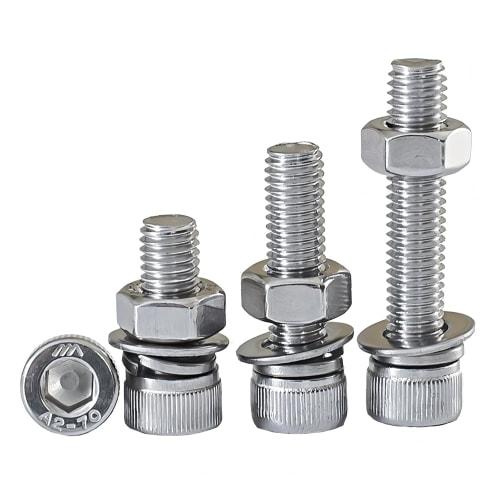 Stainless Steel Hex Socket Head Bolts, M5, Fully Threaded, Threaded Bolts, Nuts, Flat Lock Washers Kit (M5x25mm, 20-Pack)