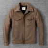 Uncoated Natural Cow Men Leather Jacket Slim Fit Soft Turn Down Collar Men's Genuine Cowhide Leather Coat Spring Autumn