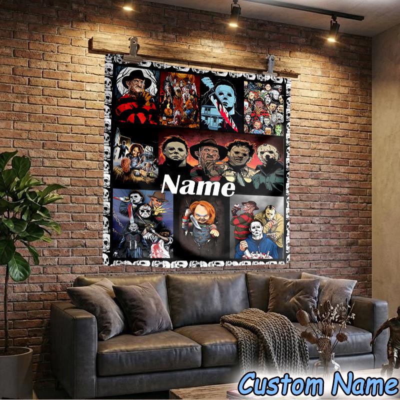 Custom Name Tapestry Clown Horror Tapestry, Unique Design Tapestry, Suitable for Bedroom,Livingroom, Playroom,Heartwarming Fan Holiday Gifts