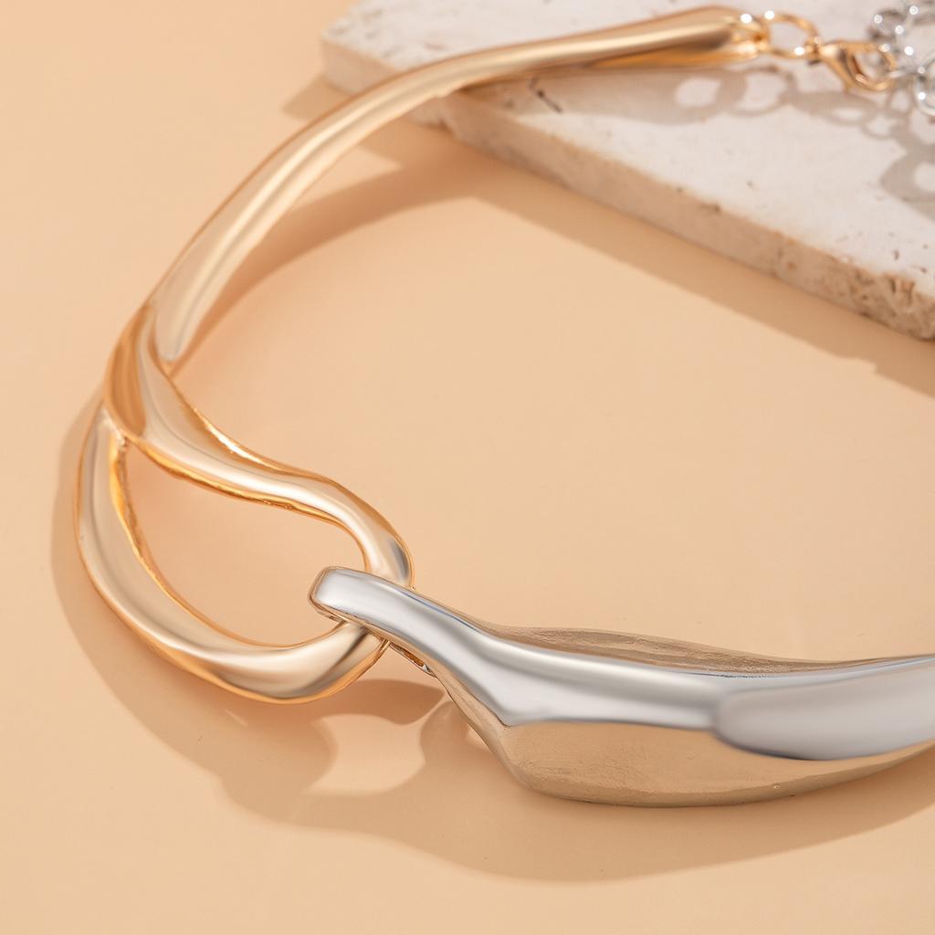 DIEZI  Vintage Multicolor Metal Choker Necklace Bangles For Women Punk Geometric Gold Silver Color 2025 New Hip Hop Jewelry Set